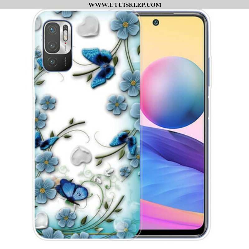 Etui do Poco M3 Pro 5G Retro Motyle I Kwiaty